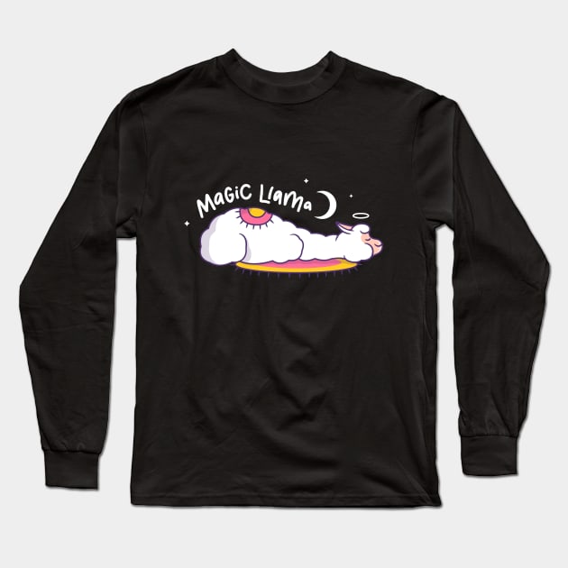 Cute Llama Sleeping Magic Llama Long Sleeve T-Shirt by mchda